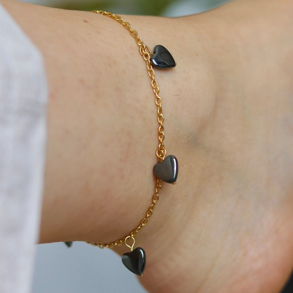 Gold Hematite Anklet
