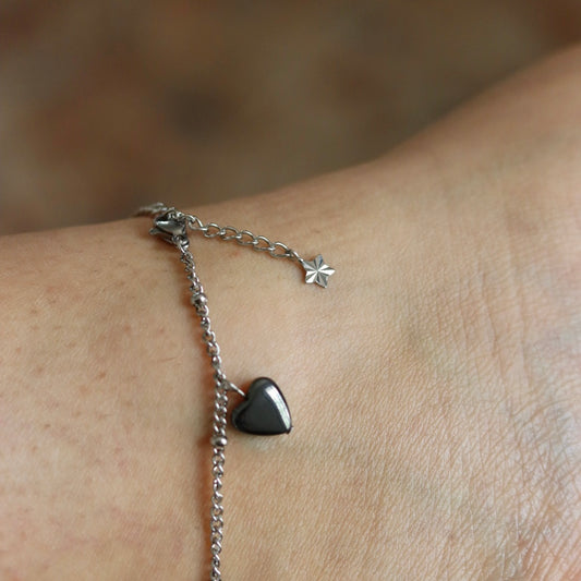 Silver Hematite Anklet