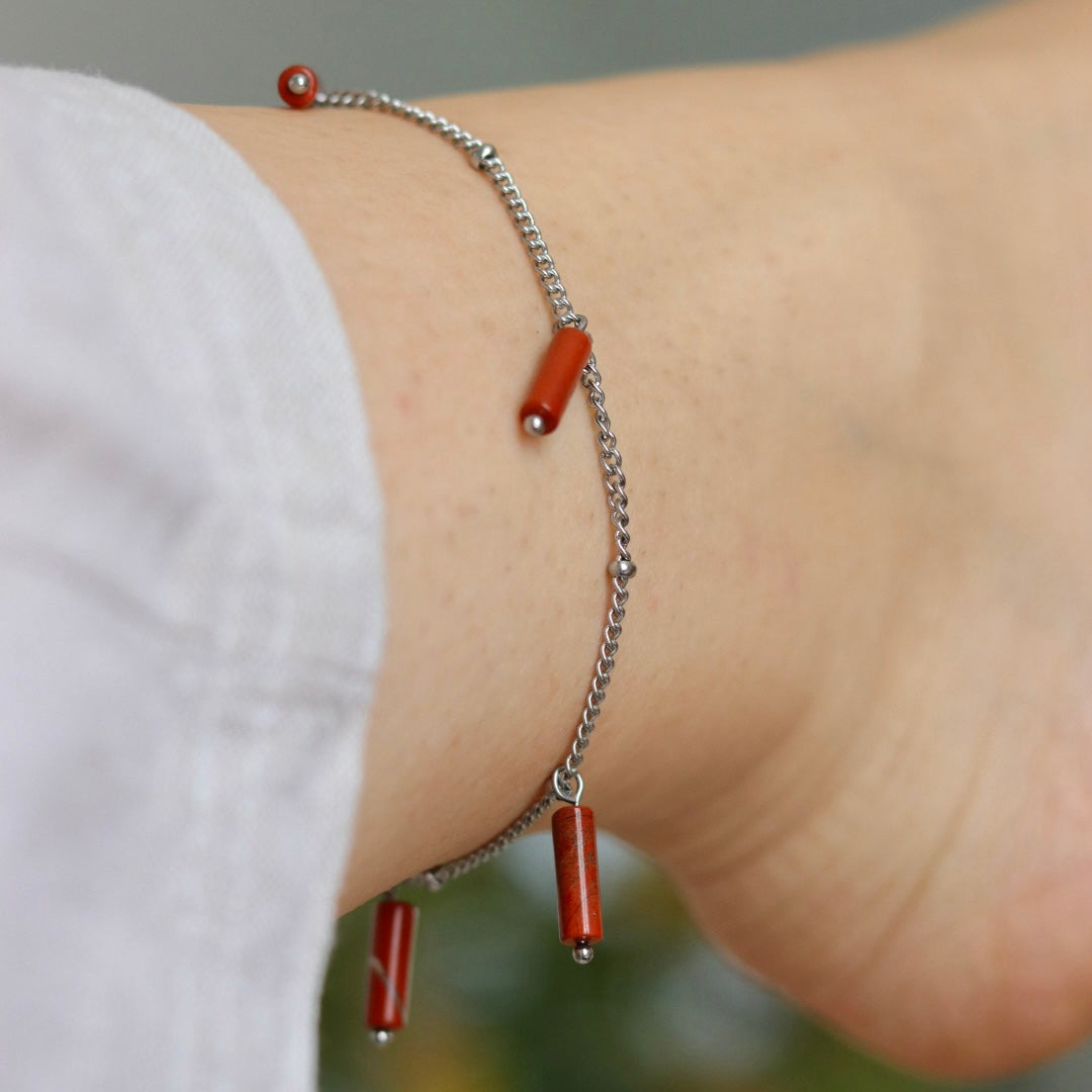 Chaîne de cheville Jaspe Rouge