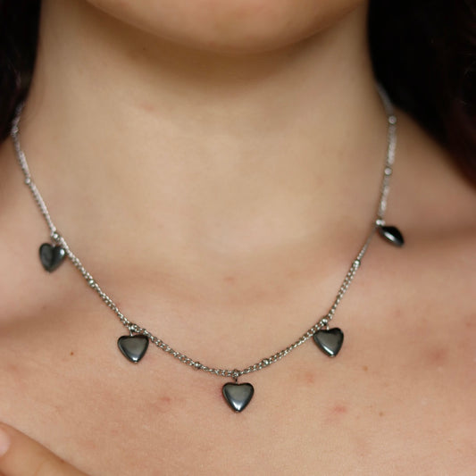 Collier Hématite Argenté