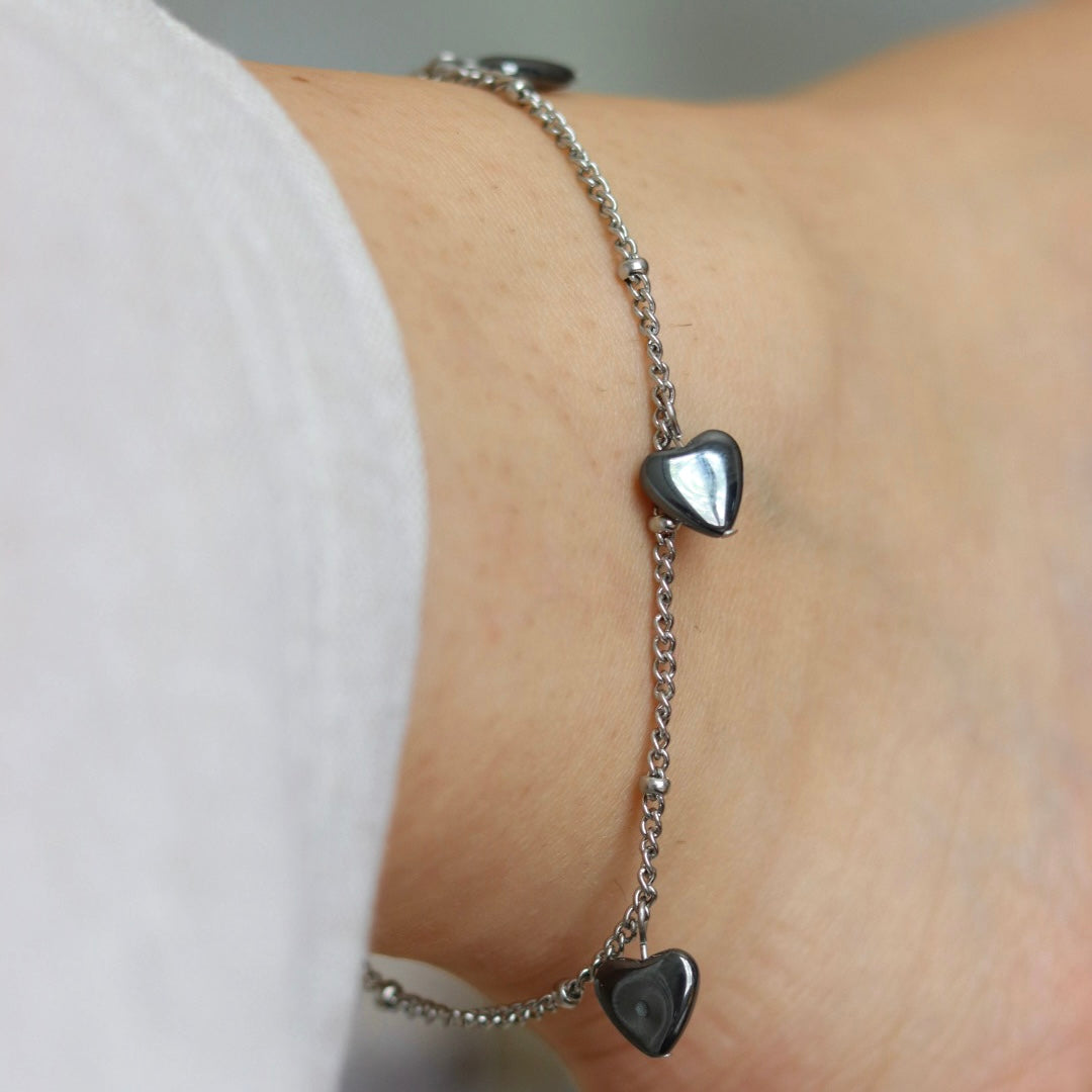 Chaîne de cheville Hématite Argenté