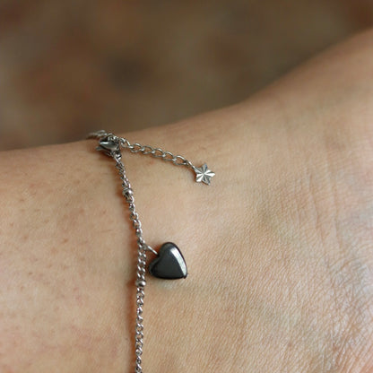 Chaîne de cheville Hématite Argenté